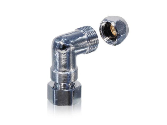 Winkelverbinder 90° Überwurfmutter drehbar 3/8" x 3/8" Außengewinde