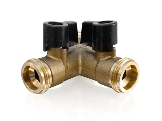 Y Verteilerstück mit 2 Kugelhähnen 3/4" IG x 3/4" AG (2Stück)
