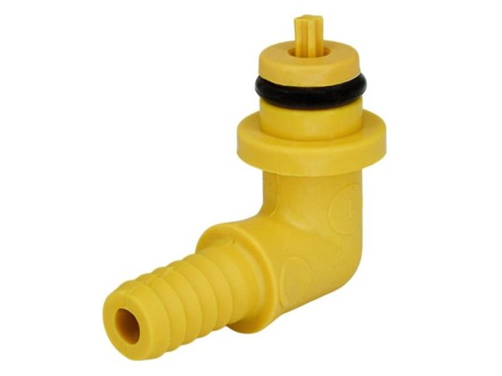 Winkel-Verbinder 90° für Druckluft-Zufuhr, 1/4" Schlauchtülle + Rückschlagventil