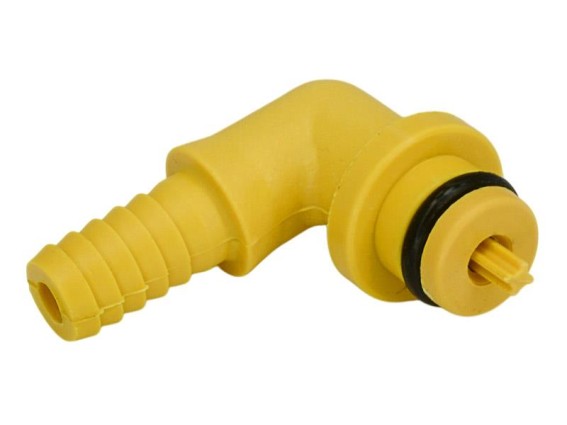 Winkel-Verbinder 90° für Druckluft-Zufuhr, 1/4" Schlauchtülle + Rückschlagventil