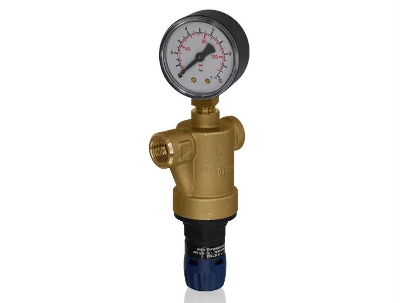 Druckminderer für Trinkwasser mit Manometer 3/8" IG 3 bar für Trinkwasser