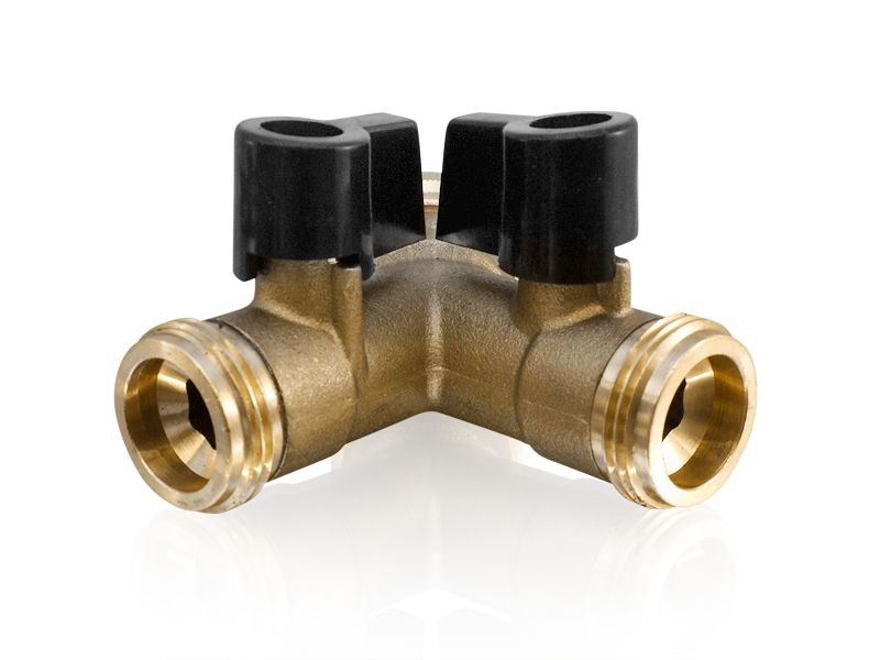 Y Verteilerstück mit 2 Kugelhähnen 3/4" IG x 3/4" AG (2Stück)