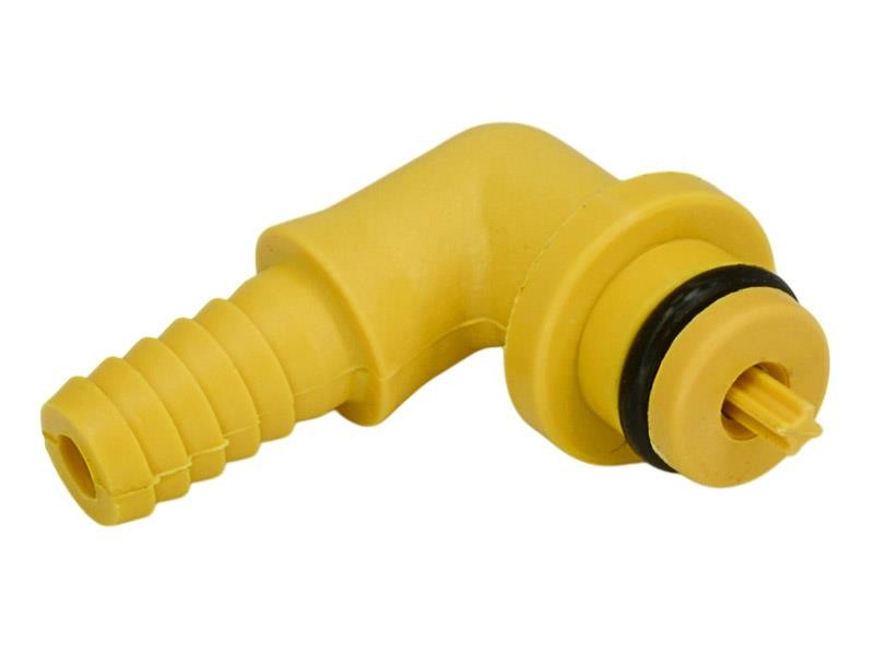 Winkel-Verbinder 90° für Druckluft-Zufuhr, 1/4" Schlauchtülle + Rückschlagventil