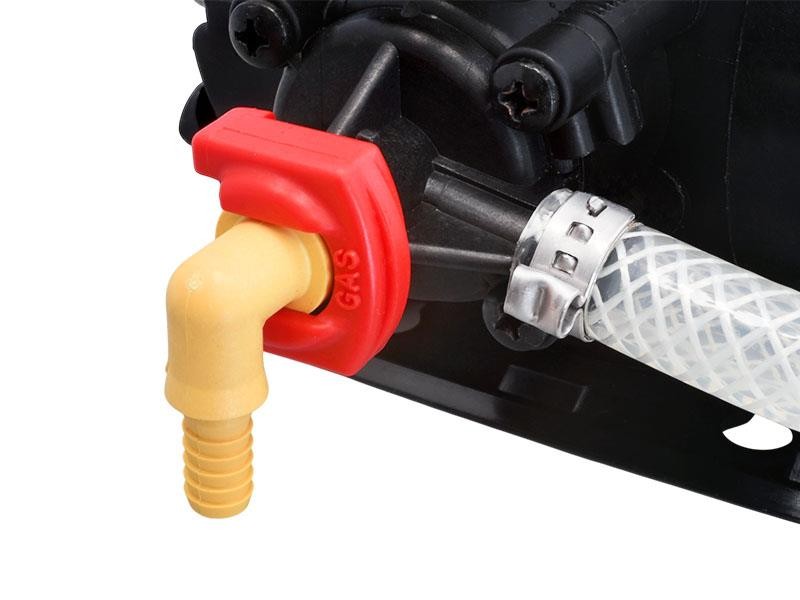 Winkel-Verbinder 90° für Druckluft-Zufuhr, 1/4" Schlauchtülle + Rückschlagventil