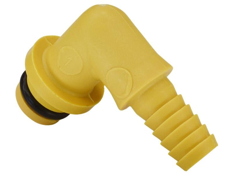 Winkel-Verbinder 90° für Druckluft-Zufuhr, 1/4" Schlauchtülle + Rückschlagventil