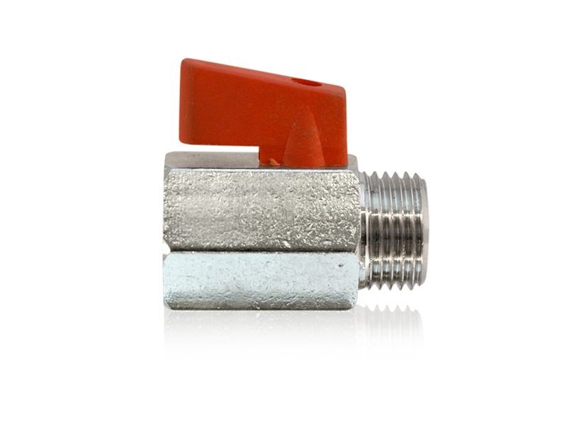 Mini Kugelhahn 3/8" AG x 3/8" IG Messing vernickelt bis 15 bar