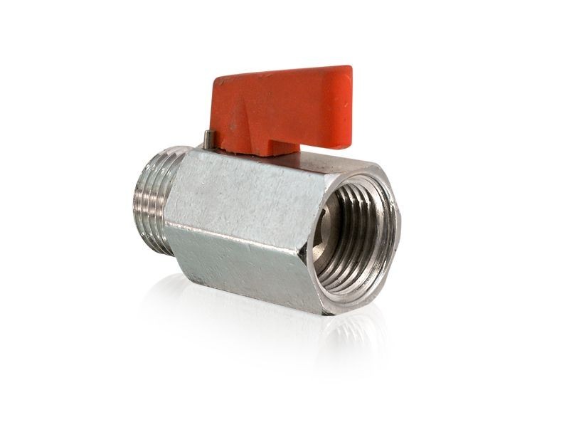 Mini Kugelhahn 3/8" AG x 3/8" IG Messing vernickelt bis 15 bar