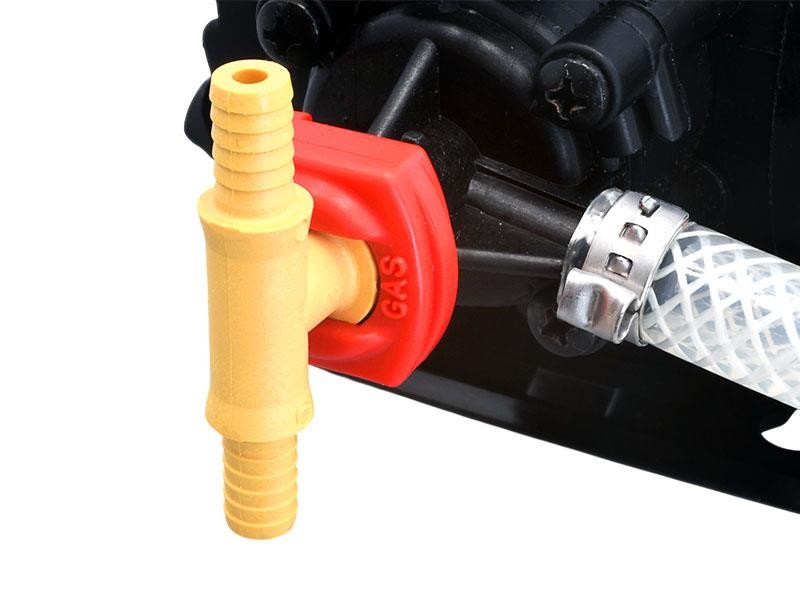 T-Verbinder für Druckluft-Zufuhr, 2 x 1/4" Schlauchtülle + Rückschlagventil